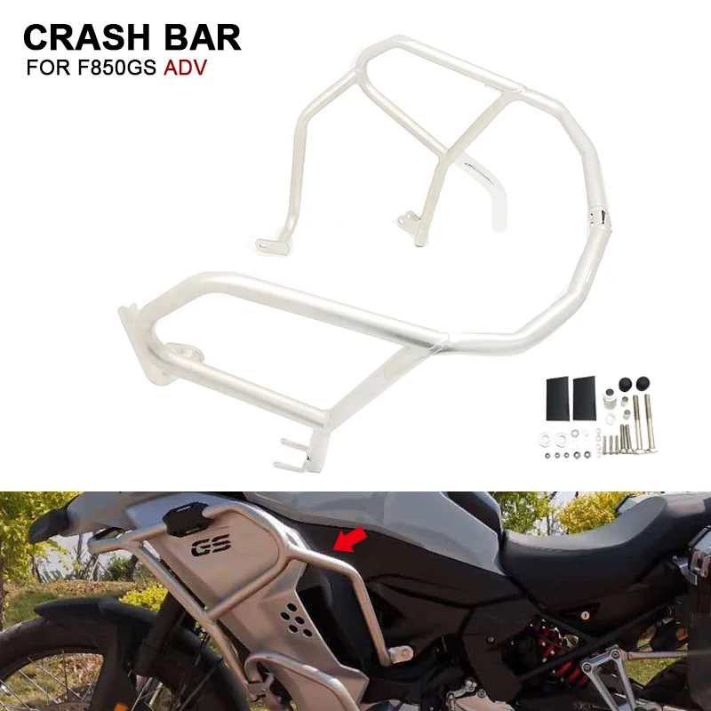 Stainless Steel Upper Engine Guard Bumper Crash Bar Frame Protector For BMW F850GS ADV F850 GS F 850GS Adventure 2019-2023