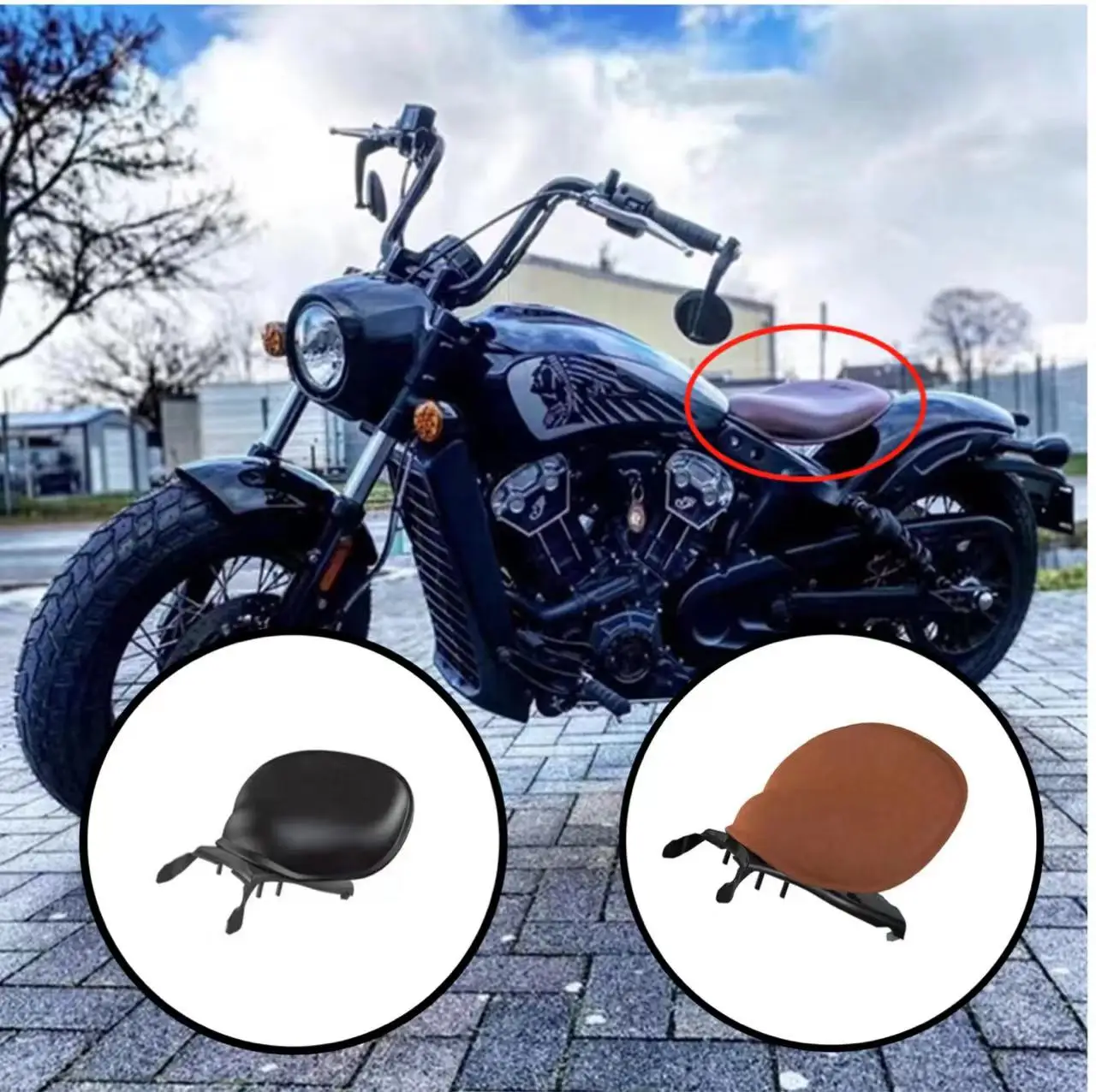Motorcycle Retro Solo Passenger Seat Cover Cowl Pad Seat Cushion For Indian Scout and Indian Scout Bobber MOTO Accessories